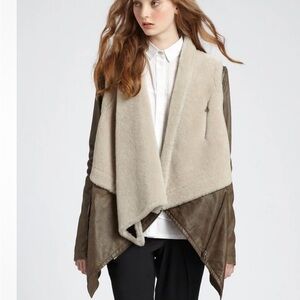 Yigal Azrouel Cream and Brown Shearling Jacket